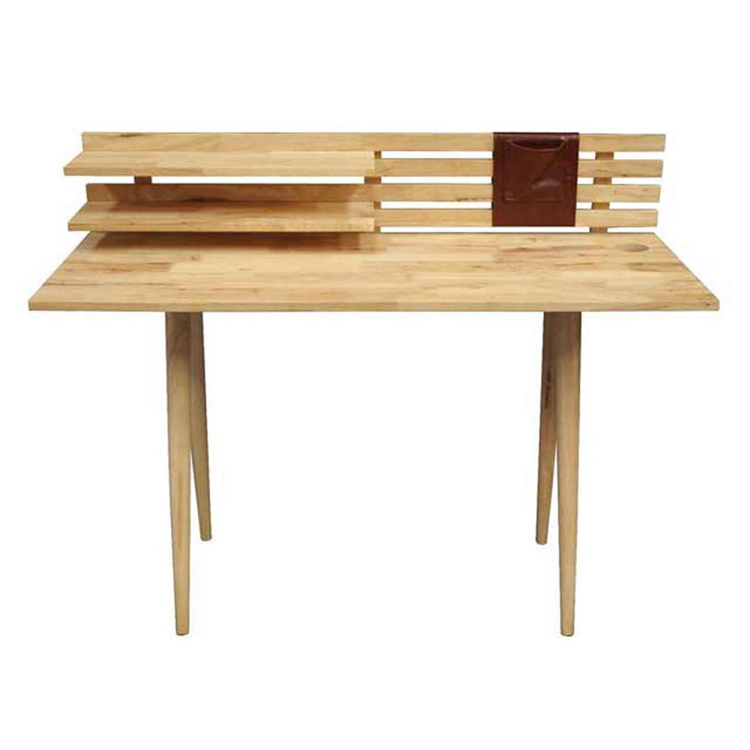 Scandi Danish Natural Hardwood Wooden Timber Computer Desk
