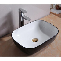 ECT Global Above Counter Basin Bathroom Ceramic Vanity Black White Curo WB 4632BK