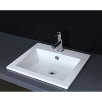 ECT Global Rectangle Insert Basin Bathroom Ceramic Vanity White Lois-II WB 4942-O
