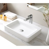 SI Aust Group Marble Stone Basin Above Counter Square Gloss White Grande SI A20G-500