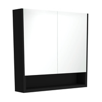 Fienza Satin Black 900 Mirror Cabinet with Display Shelf PSC900SB