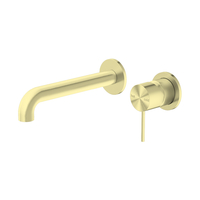 Nero Tapware Mecca Wall Basin Mixer Separate Back Plate 230mm Spout Brushed Gold NR221910c230BG