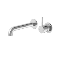 Nero Tapware Mecca Wall Basin Mixer Separate Back Plate Handle Up 230mm Spout Chrome NR221910d230CH