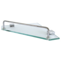 Fienza Modena 190mm Glass Corner Shower Shelf Bathroom Soap Holder Chrome 230B