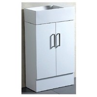 ECT Global Vanity Freestanding Bathroom Cupboard Ceramic Reversible Basin Top Gloss White TINY 50