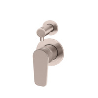 Meir Wall Mixer Diverter Round Paddle Handle Shower Bathroom Tap Champagne MW07TSPD-CH