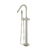Meir Round Pinless Freestanding Bath Tub Filler Spout and Hand Shower Brushed Nickel MB09PN-PVDBN