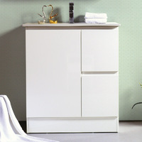 Best BM Bathroom Rio Slimline Freestanding Vanity Cabinet 750mm 2 Doors White BVS-750