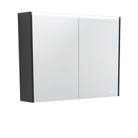 Fienza 900 LED Mirror Cabinet with Satin Black Side Panels PSC900B-LED