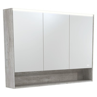 Fienza 1200 LED Mirror Cabinet with Display Shelf Industrial Grey PSC1200SX-LED