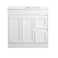 Sunny Group Quin Series 900 Freestanding Bathroom Vanity Matte White with Ceramic Top SK76-900WM-SD
