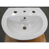 Stylus Wall BASIN Vanity Bathroom 3 Tap Hole China White Venecia 450
