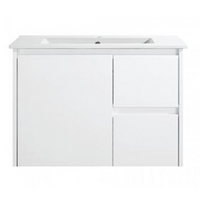 Sunny Group Willow 750 Wall Hung Bathroom Vanity Gloss White with Ceramic Top WH8027-750W-SD