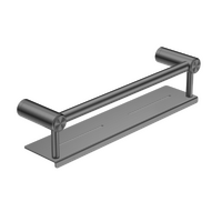 Nero Tapware Mecca Care Accessible Grab Rail with Shelf 450mm Special Need Safety Ambulant Bathroom Gun Metal NRCR2518CGM