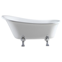 Fienza Bathtub Clawfoot Chrome Feet 1500 Freestanding Acrylic Bath Tub Bathroom Gloss White FR2550-1500C
