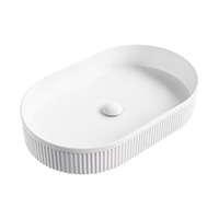 Fienza Eleanor Oval Above Counter Fluted Basin Matte White RB464MW