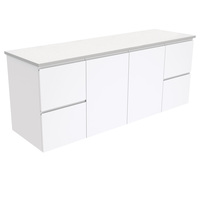 Fienza Bathroom Vanity 1500 Cabinet Wall Hung Cupboard Fingerpull Gloss White 150F