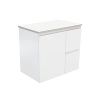 Fienza Bathroom Vanity 750 Cabinet Wall Hung Cupboard Fingerpull Satin White 75ZR