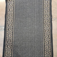 Chino Hall Runner Greek Key Rubber Backed 80cm wide Hallway Carpet Black 