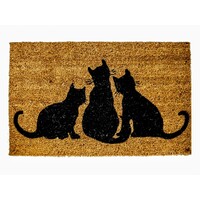 Front Doormat 45cm x 75cm Heavy Duty Coir Outdoor Door Mats 3 Cats
