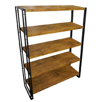 Ironstone Rustic 5 Tier Industrial Bookcase Shelf Storage Metal and Wood Bookshelf 1.55m High