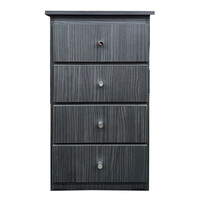 4 Drawer Chest of Drawers  420mm Wide Bedroom Clothes Storage Unit  Budget Melamine Charcoal BC 2