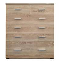 Chest of Drawers for Clothes Hugo Tallboy 6 Drawer Clothing Storage Unit Cabinet 900 x 430 x 1120mm High Natural Oak HC 21