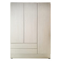 Combination Wardrobe Clothes Rack Storage Unit 3 Door 2 Drawer Cabinet Cupboard 120cm x 180cm Antique White WR 4