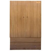 Clothes Cabinet Rack Storage Unit 2 Door 2 Drawer Wardrobe  90cm x 180cm Cupboard Natural Oak WR 1