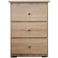 3 Drawer Chest of Drawers 420mm Wide Bedroom Clothes Storage Unit  Budget Melamine Natural Oak BC 1