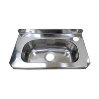 Small Wall Basin Bathroom Hand Wash Sink Stainless Steel Trough with Tap Hole 400mm x 225mm