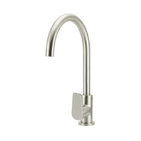 Meir Round Gooseneck Kitchen Mixer Tap with Paddle Handle Brushed Nickel MK03PD-PVDBN