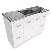 Kitchen Sink & Cabinet Cupboard Laundry Storage Unit on Kickboard White Fienza Citi UniCab 1200mm CIT120NKW