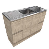 Kitchen Sink & Cabinet Cupboard Laundry Storage Unit on Kickboard Fienza Citi Edge 1200mm Scandi Oak CIT120SK