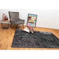 Mos Rugs Hampton Rug Viscose Wool Blend Floor Area Carpet 200 x 290cm Charcoal CHAMP-CHARWHT