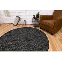 Mos Rugs Avenue Round Rug Recycled Plastic Loop Floor Area Carpet 160 x 160cm Charcoal AVENUECIRC-CHAR-160