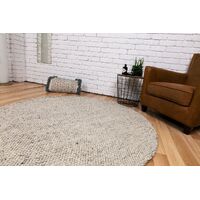 Mos Rugs Avenue Round Rug Recycled Plastic Loop Floor Area Carpet 160 x 160cm Timeless Grey AVENUECIRC-TIMELS-160