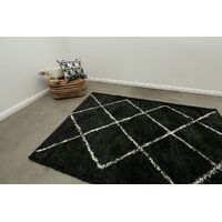 Mos Rugs Tribal Rug Shaggy Floor Area Carpet Heat Set Poly 200 x 290cm Anthracite White CTRIB-ANTWHT
