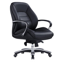 Style Ergonomics Leather Executive Seating Medium Back Adjustable Black MAGNUM-L