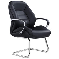 Style Ergonomics Leather Boardroom Executive Seating Med Back Visitors Chair Black MAGNUM-VC