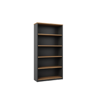 5 Shelf Bookcase Bookshelf Premier Office Furniture Shelving 1800mm H x 900mm W Regal Walnut and Charcoal