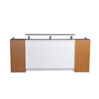 Rapidline Marquee Reception Counter Desk Gloss White / Zebra Veneer