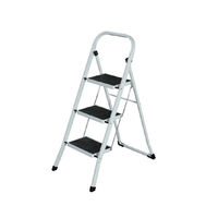 3 Step Ladder Portable Safety Anti-slip Mats Steps Stool Folding Metal White GSL3
