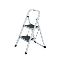 2 Step Ladder Portable Safety Anti-slip Mats Steps Stool Folding Metal White GSL2