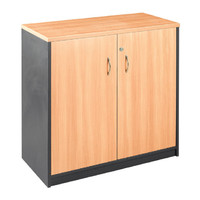 Stationery Cupboard 2 Door Cabinet Lockable 720mm x 900mm Beech Charcoal 