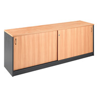 Buffet 2 Doors Lockable Cabinet 720mm H x 1800mm W Cupboard Beech Charcoal
