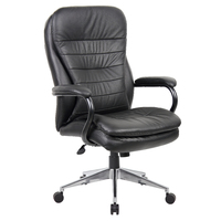 Office Chair Leather High Back With Arms Pillow Top Cushioning Furniture Seating Titan Black YS05H