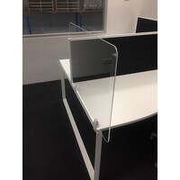 Desk Mounted Perspex Partition Office Furniture Screen Divider 1200mm X 600mm x 6mm + 3 x Clamp Brackets Included