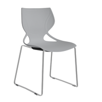 Meeting Room Sled Chair Chrome Frame Flex Seat Grab Light Grey GSC-09