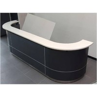 Executive C Reception Desk Front Office Counter 3700mm Wide Metallic Grey